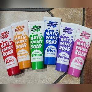 7 Brand New Tub Works Kids Bath Tub Paint Tubes Red Orange Green Blue Purple Pin
